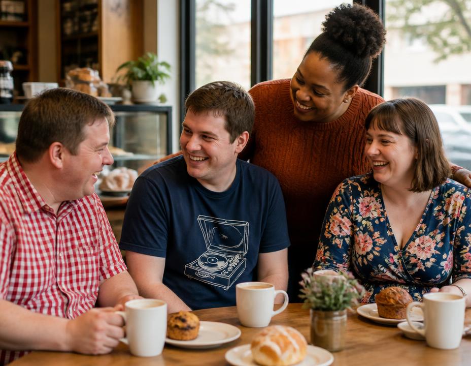 Adults participating in dining & social outings in their local community